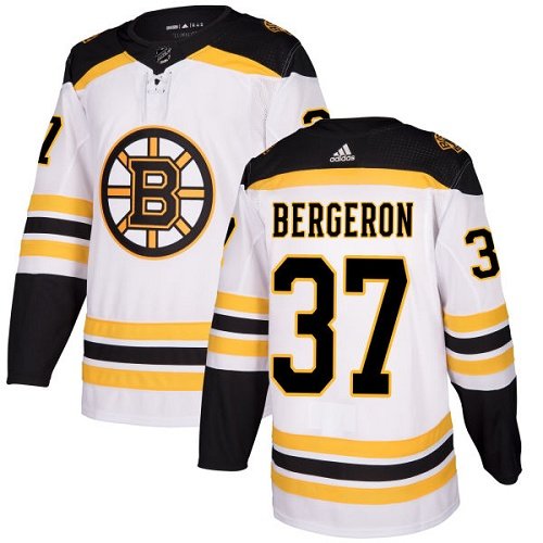 Boston Bruins #37 Patrice Bergeron Authentic White Away Jersey
