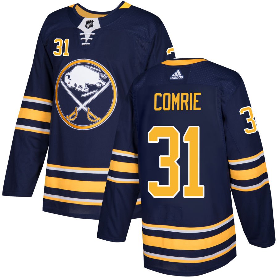 Buffalo Sabres #31 Eric Comrie Navy Authentic Pro Jersey